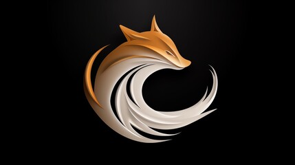 Wall Mural - Creative and Modern Stylized Fox Logo Design with Elegant Curves