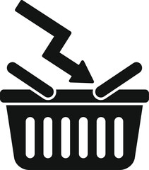 Poster - This black and white icon illustrates the impact of economic downturn on consumer spending