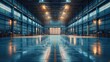 © visoot - Minimalist dark huge industrial warehouse with, concrete, architectural, large scale. Generative AI.