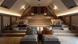 © Rasheed - Suburban Contemporary attic conversion featuring a home cinema with tiered seating and surround sound