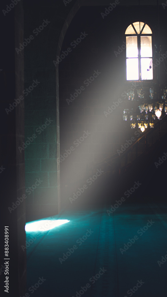Islamic background image with a vertical layout and empty space for ...