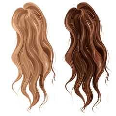 Wall Mural - Illustration of a long brown hair isolated on transparent background.