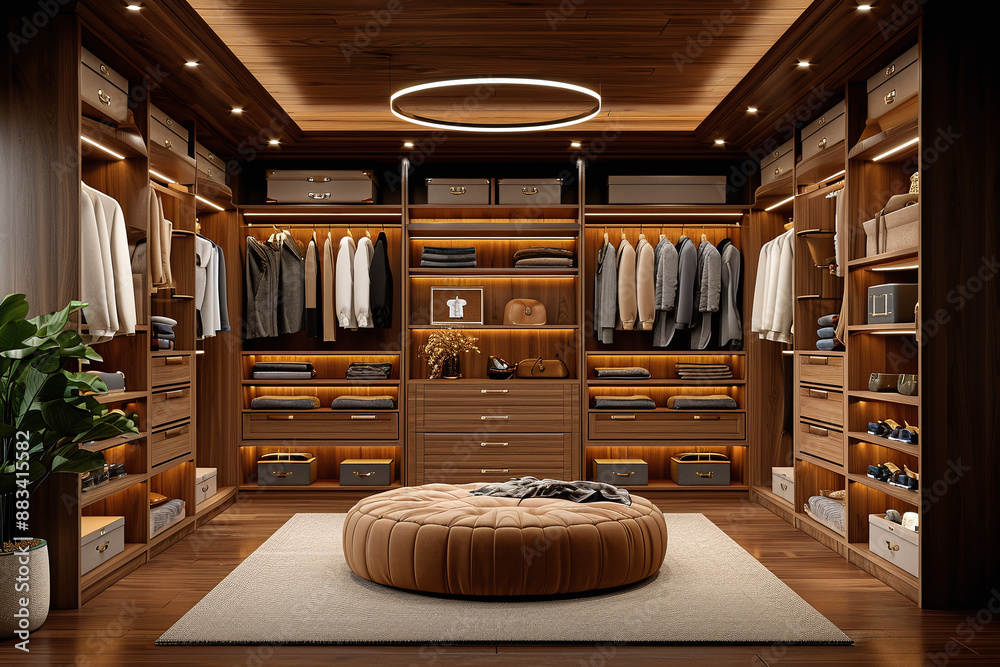 Interior design of luxury walk in closet. Modern walk in dressing room ...