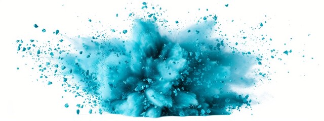 Wall Mural -  A blue substance floats in the air against a white background