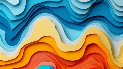 Poster - A colorful abstract background with waves of different colors. AI.
