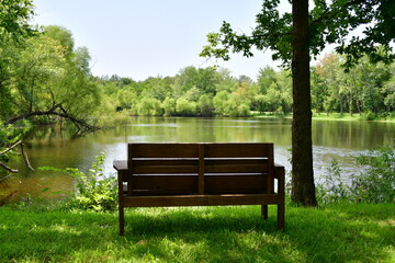 Canvas Print - Wooden Bench in a Park