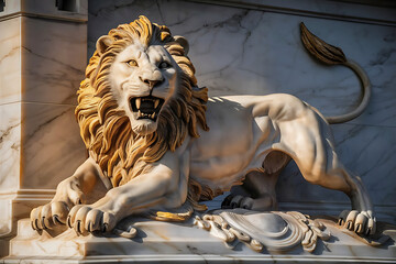 Canvas Print - sculpture of white tiger