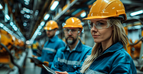 Poster - engineers utilizing augmented reality tablets for high-tech machinery maintenance and diagnostics in