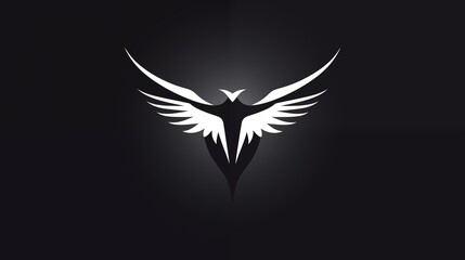 Wall Mural - Stylized Phoenix Logo Illustration with Spread Wings on Dark Background