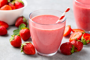 Wall Mural - Strawberry smoothie or milkshake drink.