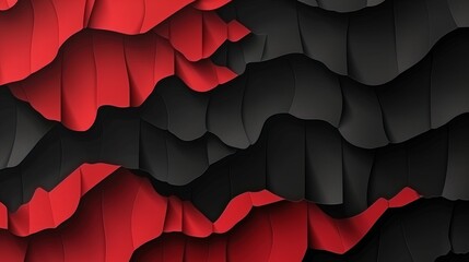 Wall Mural - digital illustration featuring abstract waves of red and black paper, reminiscent of world flags, perfect for design projects and mockups.