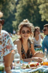 Wall Mural - Outdoor gathering at picnic table