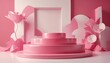 © Backgrounds Textures - Abstract Pink and White Podium pedestal background. Best for product photography.