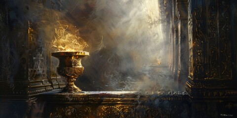 Canvas Print - Burning Urn in Room