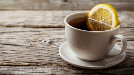 cup of steaming tea with lemon in it