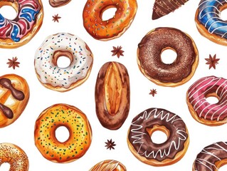 Canvas Print - Doughnuts on white surface