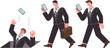 © Valery - Man using phone falls into hole, suffering due to ignorance or digital addiction. Guy enthusiastically looks at smartphone screen while walking, falling into trap of because of digital addiction.