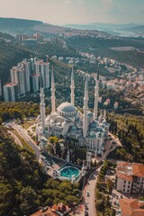 Wall Mural - Large White Mosque Aerial View