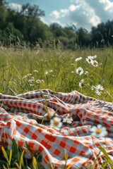 Wall Mural - Picnic Blanket in Grass