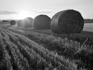 Canvas Print - Hay balls in field