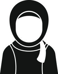 Poster - black and white simple icon of a muslim woman wearing a traditional hijab covering her hair