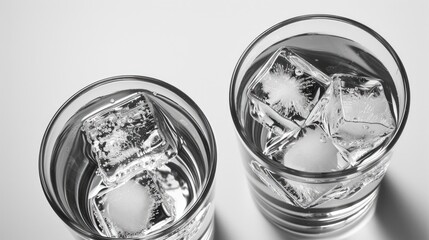 Poster - Glasses of Water with Ice Cubes