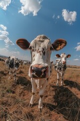 Sticker - Cows on dry grass field