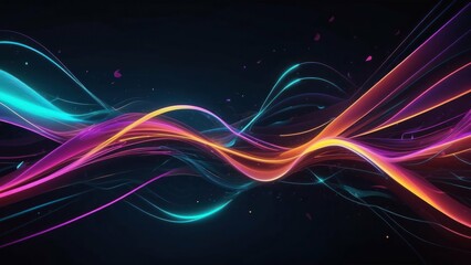 Wall Mural - Dynamic abstract digital background with fluid lines in vibrant neon blue and purple curves