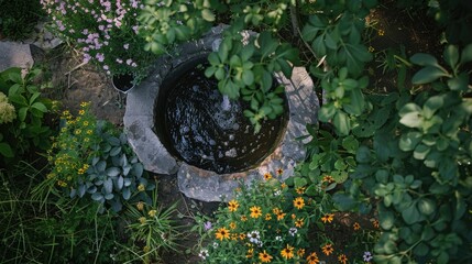 Canvas Print - Water Fountain with Plants