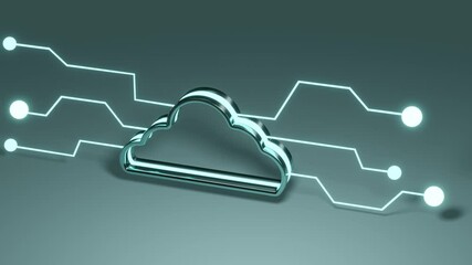Poster - Cloud data storage. Minimal modern seamless motion design. Abstract loop animation