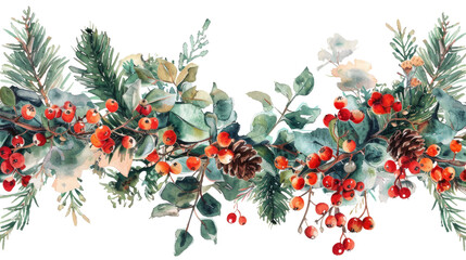 Wall Mural - winter garland on a transparent background