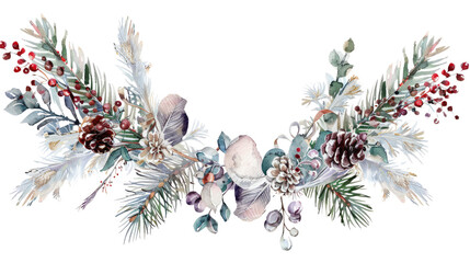 Wall Mural - winter garland on a transparent background