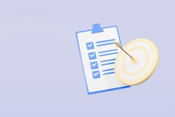 Aufkleber - 3d Red target with arrow and document approve icon isolated on purple background. Teamwork goal achievement and success, Targeting the business concept. Minimal cartoon targeting with arrow. 3d render