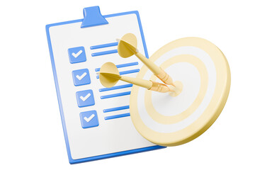 Aufkleber - 3d Red target with arrow and document approve icon isolated on purple background. Teamwork goal achievement and success, Targeting the business concept. Minimal cartoon targeting with arrow. 3d render
