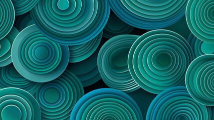 Wall Mural - A blue background with many circles of different sizes