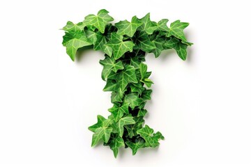 Poster - A unique close-up shot of the letter 't' formed by green leaves
