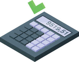 Poster - electronic calculator showing correct result with check mark