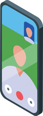 Poster - Smartphone showing a businessman making a video call on a green background