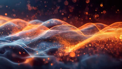 Poster - Abstract digital background with glowing particles. Futuristic wave