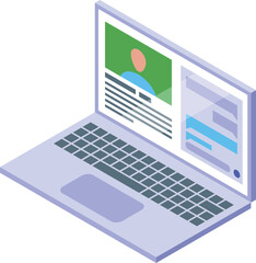 Poster - Modern laptop is open and displaying a social media profile and active chat window