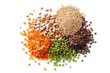Aufkleber - A collection of beans, peas, and peas arranged on a clean white background