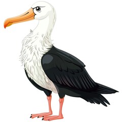 Albatross Retro animal fashion cartoon isolated whitebackground