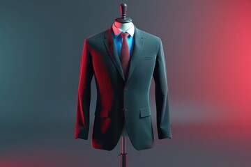 Canvas Print - A mannequin dressed in a suit with a red tie, suitable for fashion or business photography