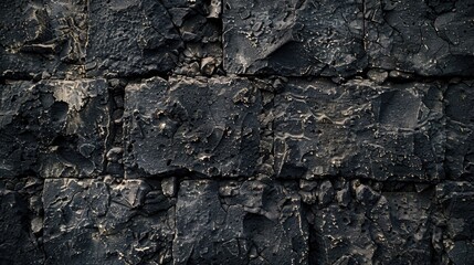 Poster - A detailed shot of a dark gray stone wall with intricate textures and patterns