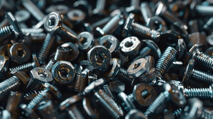 Poster - A collection of screws and nuts arranged on a table