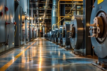 Poster - Large industrial factory with many machines and equipment inside