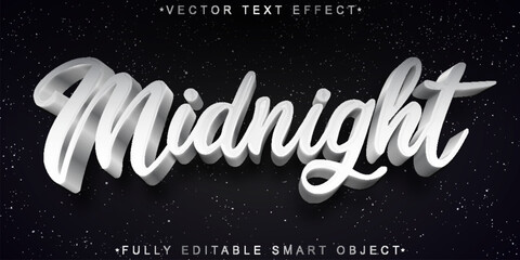 Wall Mural - White Midnight Vector Fully Editable Smart Object Text Effect