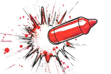 Poster - A bullet with red paint splatters, ideal for crime scene or police investigation photoshoots