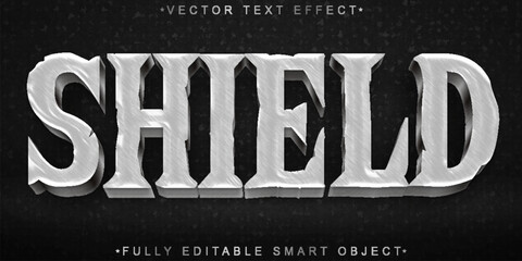 Sticker - Silver Shield Vector Fully Editable Smart Object Text Effect