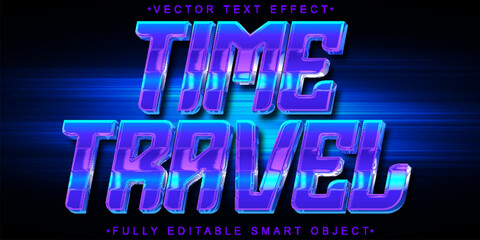 Sticker - Blue Time Travel Vector Fully Editable Smart Object Text Effect